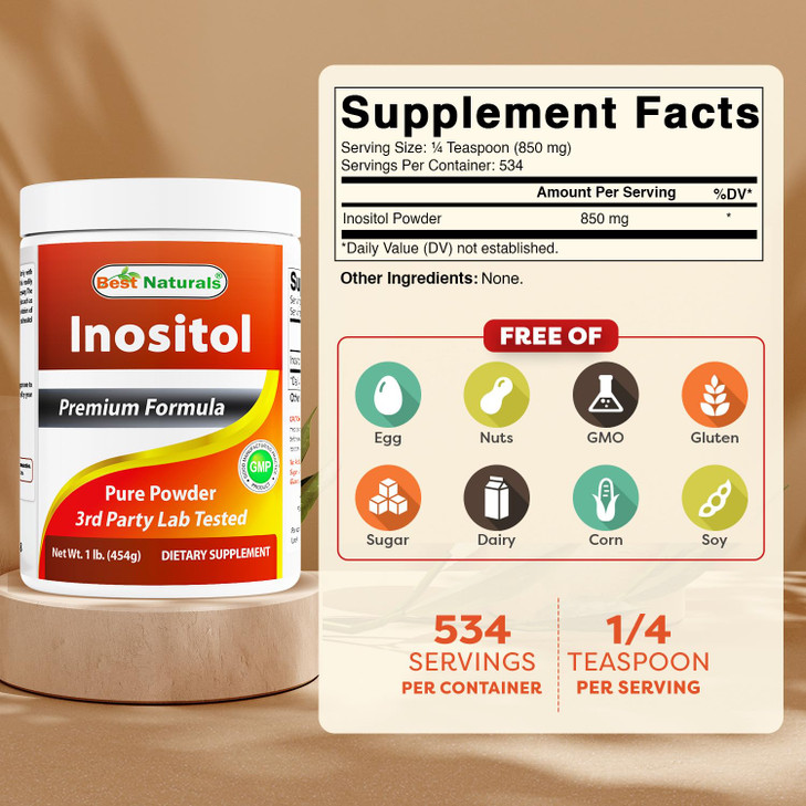 Best Naturals Pure inositol Powder (Vitamin B8), 1 Lb Supports Healthy Liver