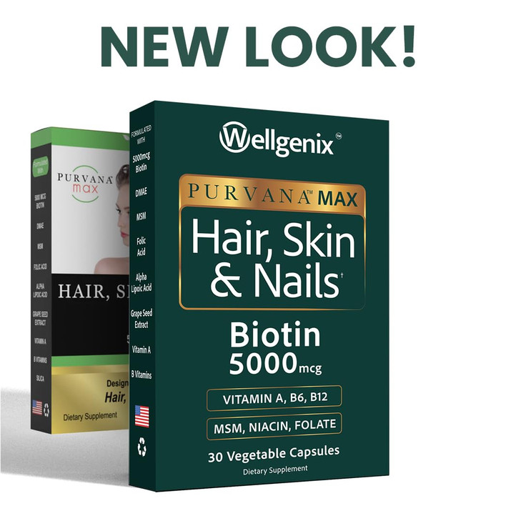 Purvana Max Hair, Skin, and Nails Vitamin Vegetable Capsules for High Absorption