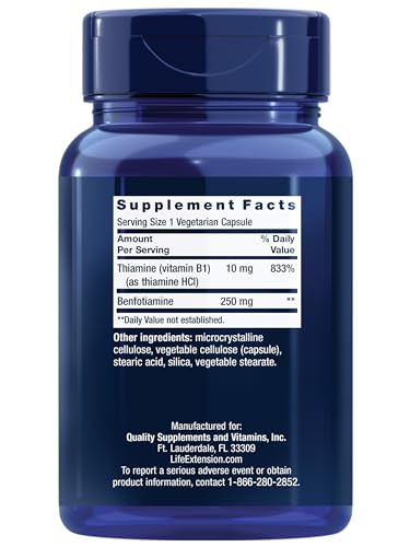Life Extension Mega Benfotiamine, 250 mg, a fat-soluble form of thiamine