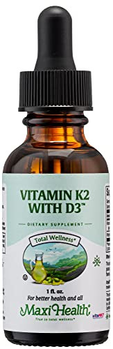 Maxi Health Liquid Vitamin D3 with K2 Drops for Long-Term Health