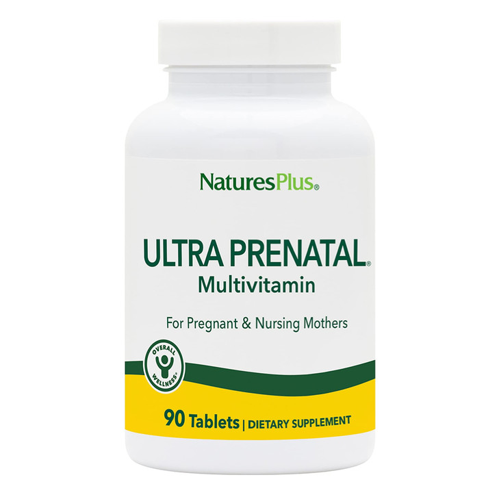 NaturesPlus Ultra Prenatal Multivitamin - 800 mcg Folate, 90 Vegetarian Tablets