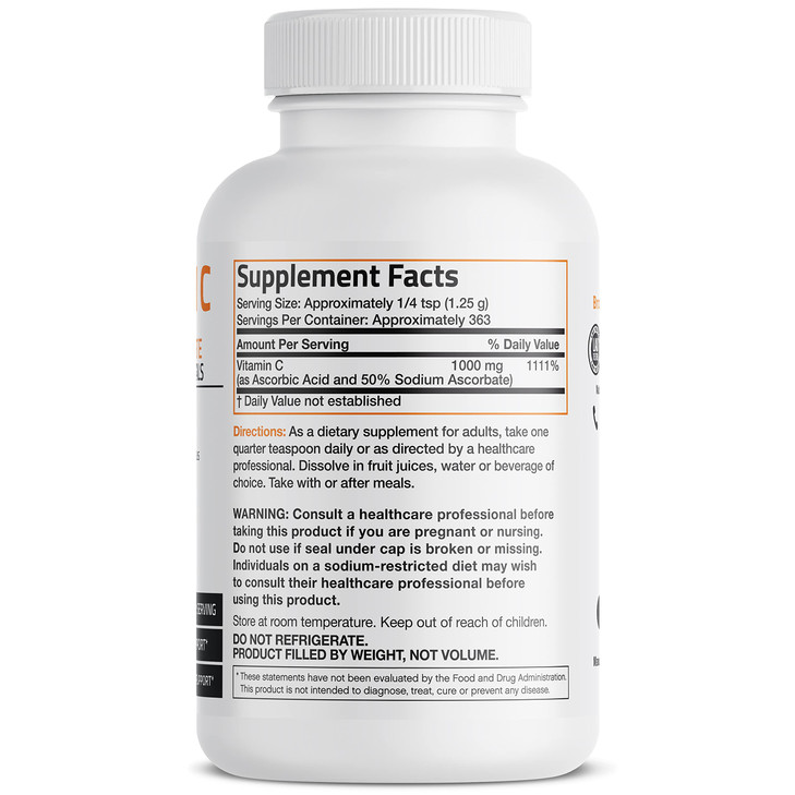 Bronson Buffered Vitamin C Powder Ascorbic Acid Buffered with Sodium Ascorbate