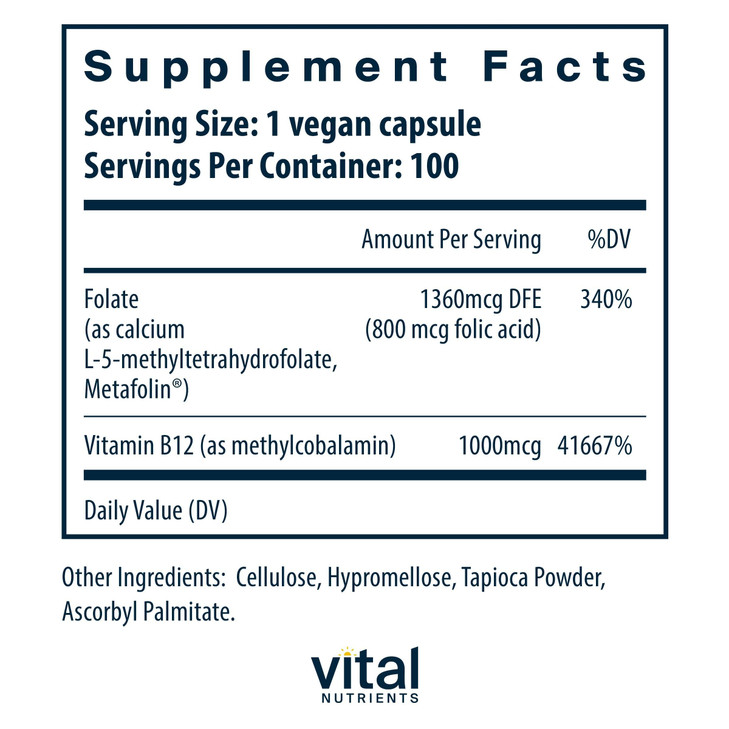 Vital Nutrients Vitamin B12 & Methyl Folate