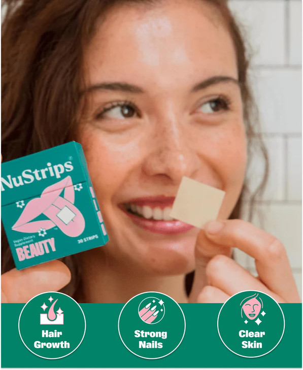 NuStrips Fast-Dissolving Beauty Strips with Biotin, Folate & Vitamin E