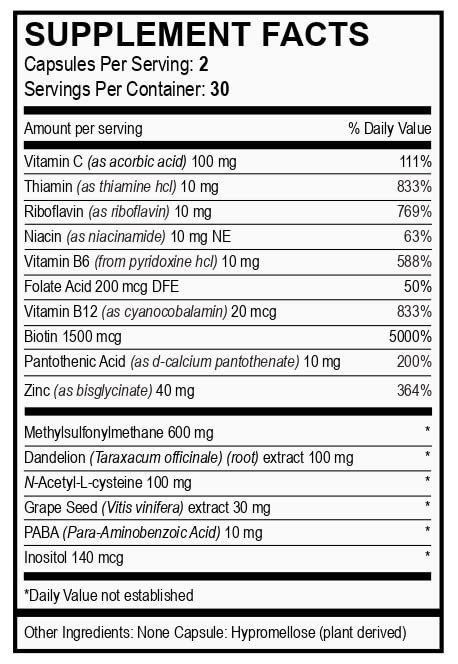 Vita4Life! Biotin 2000mcg + MSM Hair Growth Vitamins for Women & Men