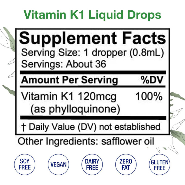 Vitamin K1 Liquid Drops - Made in USA