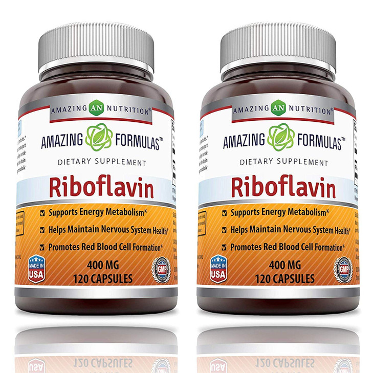 Amazing Formulas Riboflavin 400 mg Capsules - Vitamin B2 Supplement