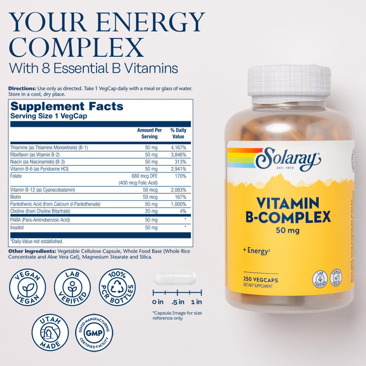 SOLARAY Vitamin B Complex 50 mg - Cellular Energy Vitamins