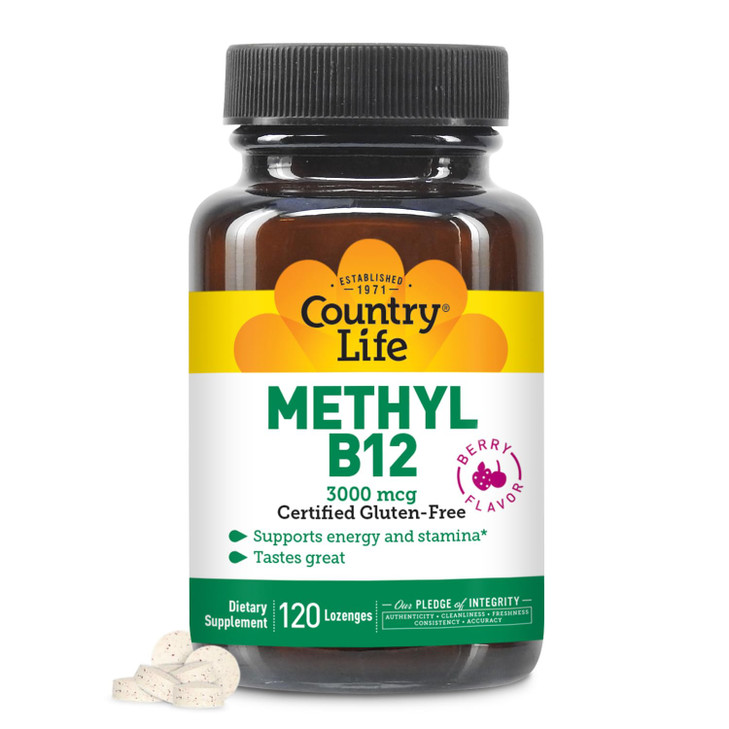 Country Life Methyl B12, 3000 mcg Lozenges, Supports Energy & Stamina