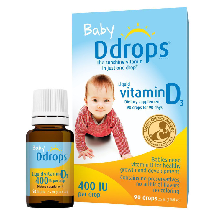 Ddrops 1072834 400 IU Liquid Vitamin D3 Drops for Babies, 0.08 Fl. Oz (Pack