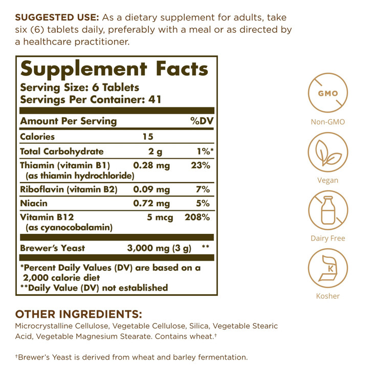 Solgar Brewer's Yeast 7 ½ Grains with Vitamin B12