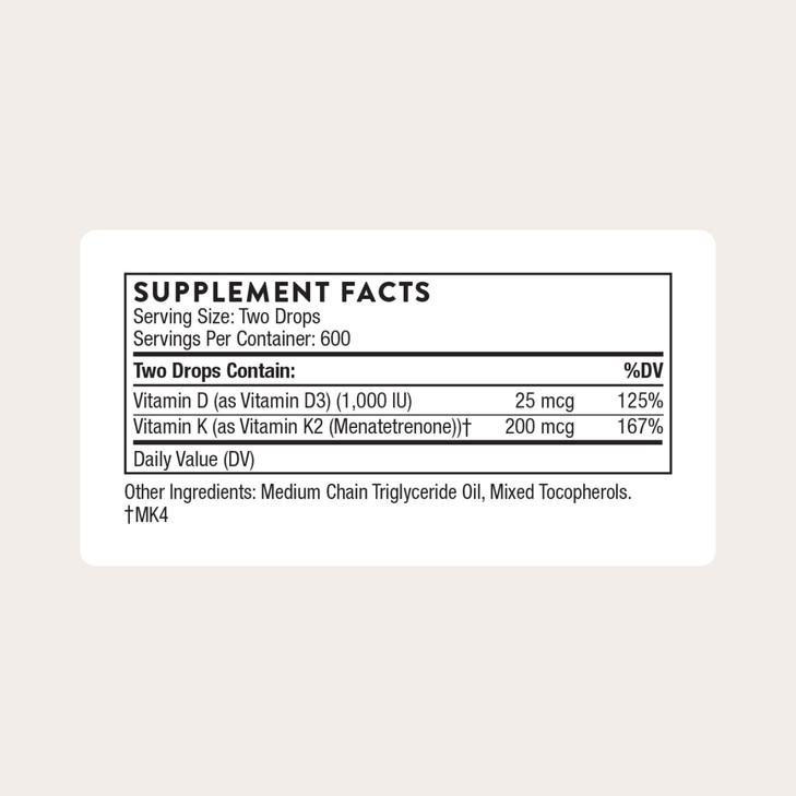 THORNE - Vitamin D + K2 Liquid with a Metered Dispenser