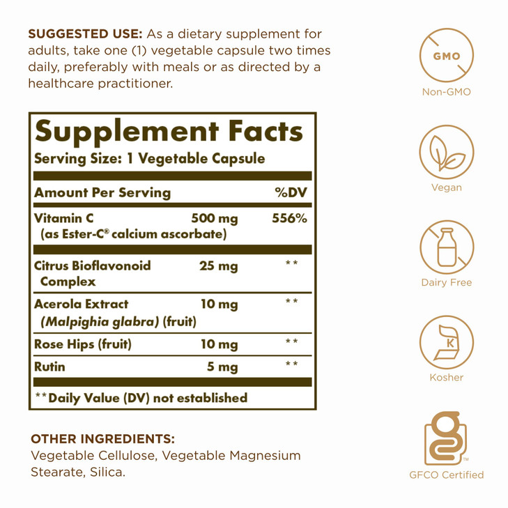 Solgar Ester-C Plus 500 mg Vitamin C (Ascorbate Complex)
