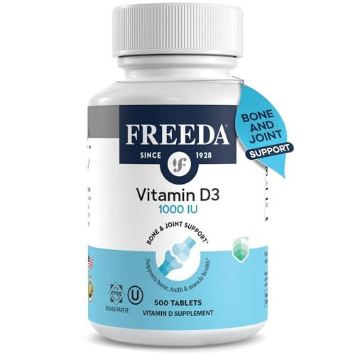 FREEDA Vitamin D3-1000 IU - Pure High Potency Kosher Supplement Tablets