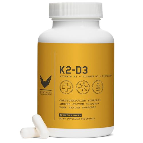High Level K2D3, Vitamin K2 & D3 Supplement with BioPerine Black Pepper, Dual