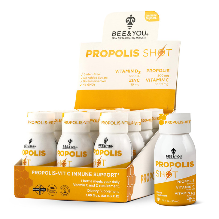 BEE and You Immune Support 100% Natural Propolis Shot Supplement, Antioxidants