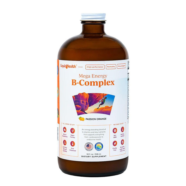 LIQUIDHEALTH Mega Energy Methylated B-Complex, Adult Liquid Vitamin Supplement