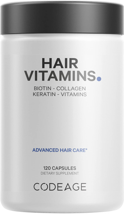 Codeage Hair Vitamins 10000 mcg Biotin, Keratin, Collagen, Vitamin A, B12, C