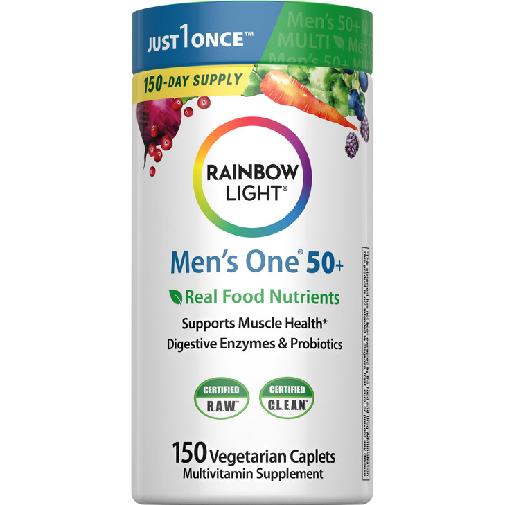 Rainbow Light Multivitamin for Men 50+, Vitamin C, D & Zinc, Probiotics, Men's