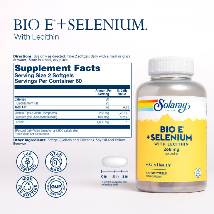 Solaray Bio E with Selenium Supplement, 400iu, 120 Count