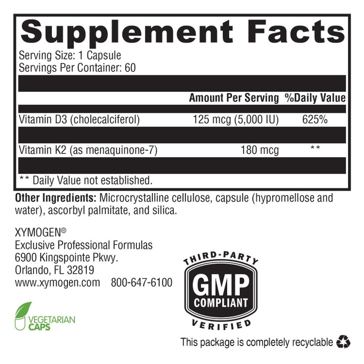 XYMOGEN K2-D3 5000 - Vitamin D3 K2