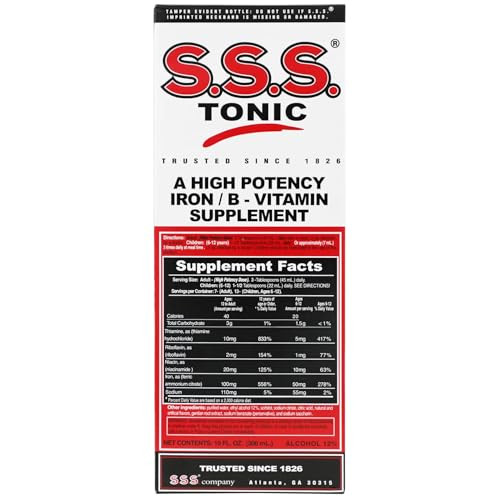 S.S.S. Tonic, Iron and Vitamin B Supplement, High Potency Vitamins, Bottle, 10