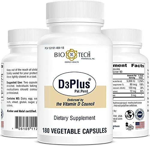 Bio-Tech Pharmacal D3Plus, 180 Vegetable Capsules
