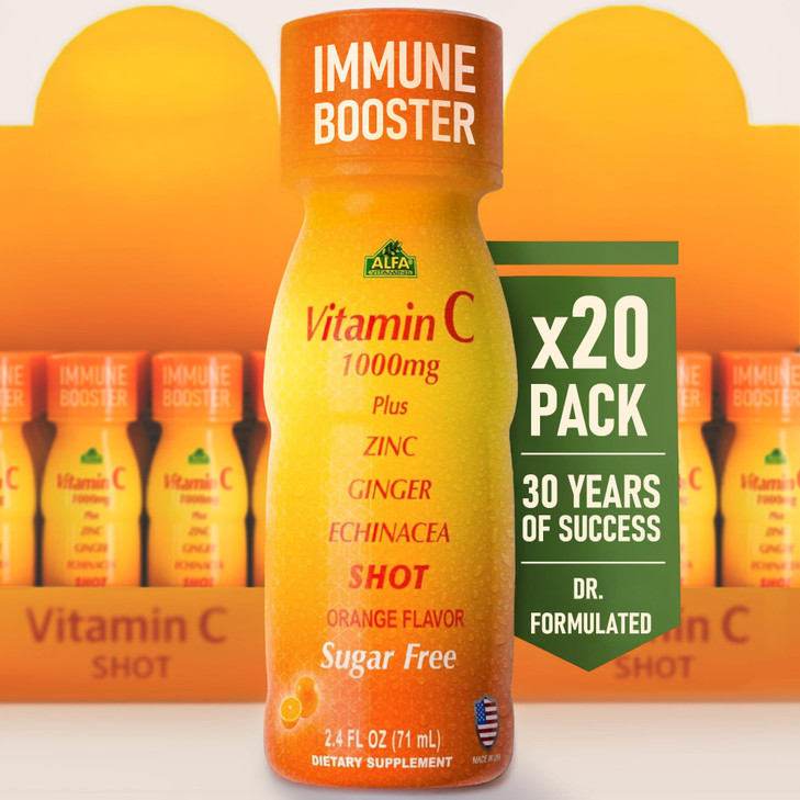 ALFA VITAMINS Vitamin C Shot 1000mg with Zinc, Ginger & Echinacea