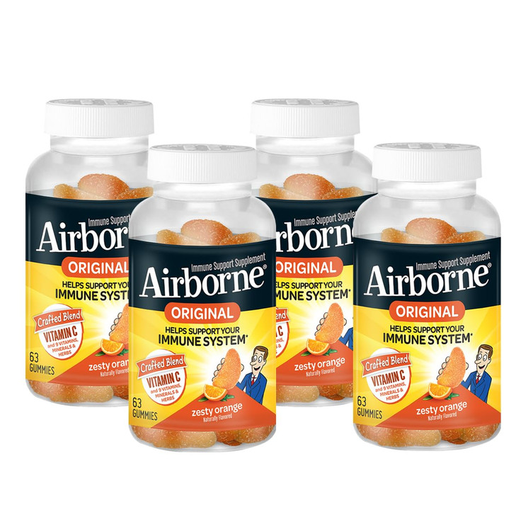 Airborne 750mg Vitamin C Immune Support Supplement Gummies for Adults, Zesty