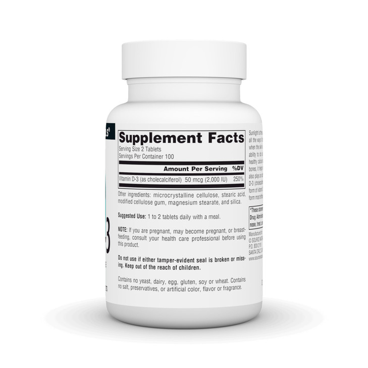 Source Naturals Vitamin D-3 Supports Bioactve Form for Bone & Immune Health 1000