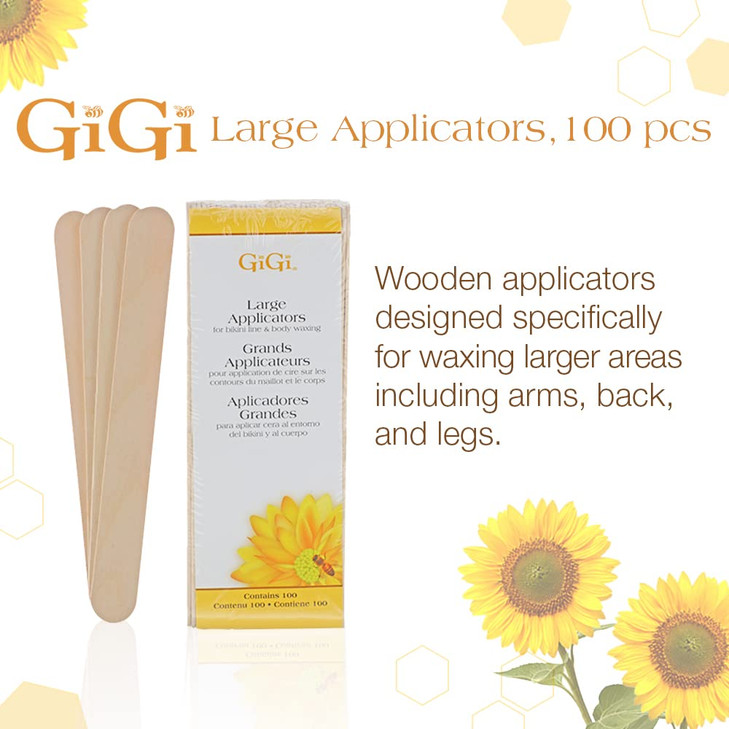 GiGi Wax Sticks for Hair Removal  Large Wax Applicator Sticks, Wooden Waxing Stick for Arms, Legs & Body Waxing, 1 Pack