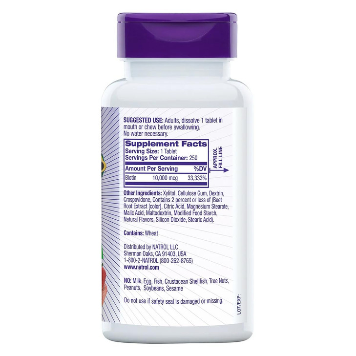 Natrol Biotin 10000 mcg, Strawberry Flavor, Fast Dissolve Tablets, Extra