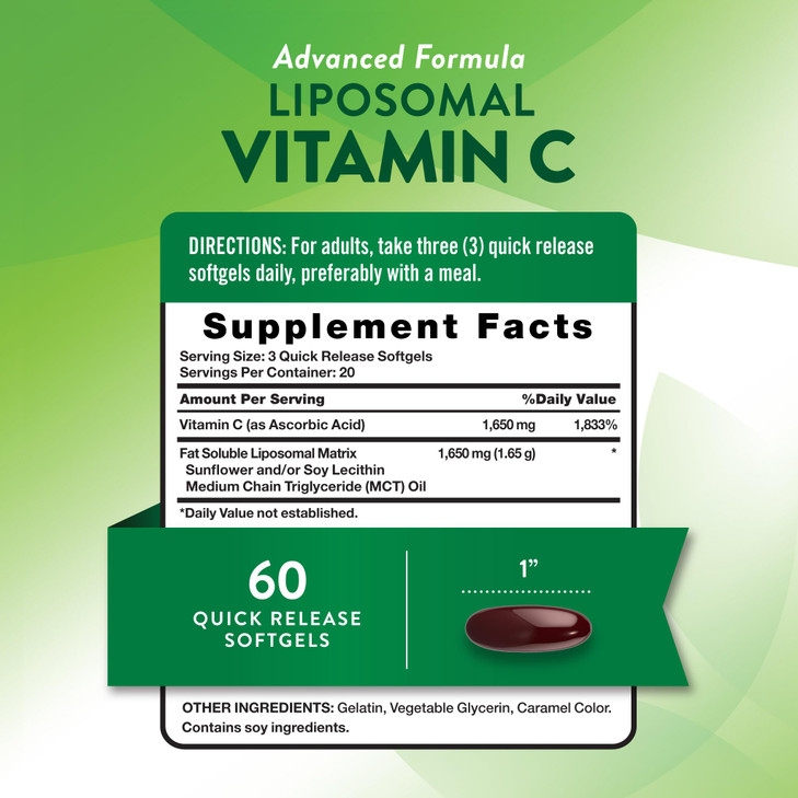 Nature's Truth Liposomal Vitamin C - 1650mg - 60 Softgels