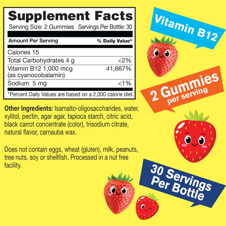 WellYeah Kid's Vitamin B12 1000mcg Sugar Free Gummies
