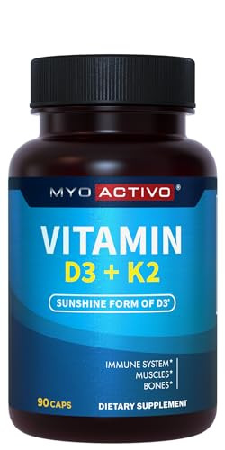 MyoActivo Vitamin D3 K2 Supplement 5000 IU & 200 mcg