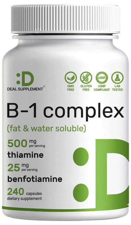 DEAL SUPPLEMENT Vitamin B1 500mg with Benfotiamine, 240 Capsules