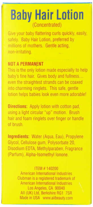 Clubman Baby Hair Lotion  Concentrated Formula for Beautiful Curls, Gentle & Non-Irritating Hair Cream for Infants and Toddlers, 2 fl oz