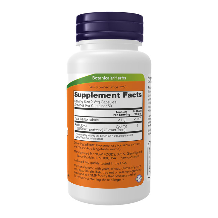 NOW Foods Supplements, Red Clover (Trifolium pratense) 375 mg, Herbal Supplement, 100 Veg Capsules