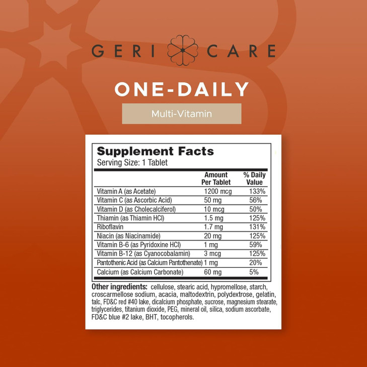 GeriCare One-Daily Multi-Vitamin Tablet, 100 Count Adult Multivitamin Supplement