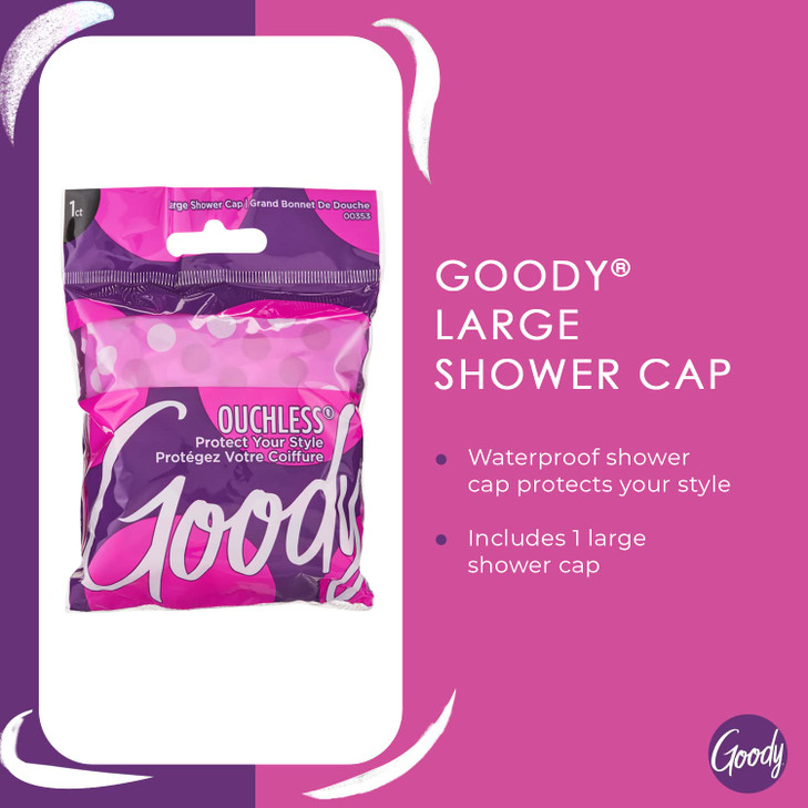 Goody Styling Essentials Shower Cap, 1 Count - Protect Your Hairstyle While Remaining Comfortable - Made with Durable and Waterproof Materials - Hair
