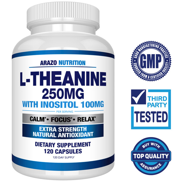 Arazo Nutrition L-Theanine 250mg (Extra Strength) with Inositol 100mg Per