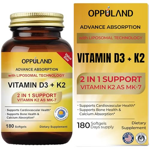 oppuland Vitamin D3 + K2 5000 IU - Liposomal Technology for Enhanced Absorption