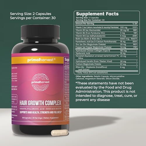 Primal Harvest Hair Growth Vitamins, Hair Growth for Women & Men