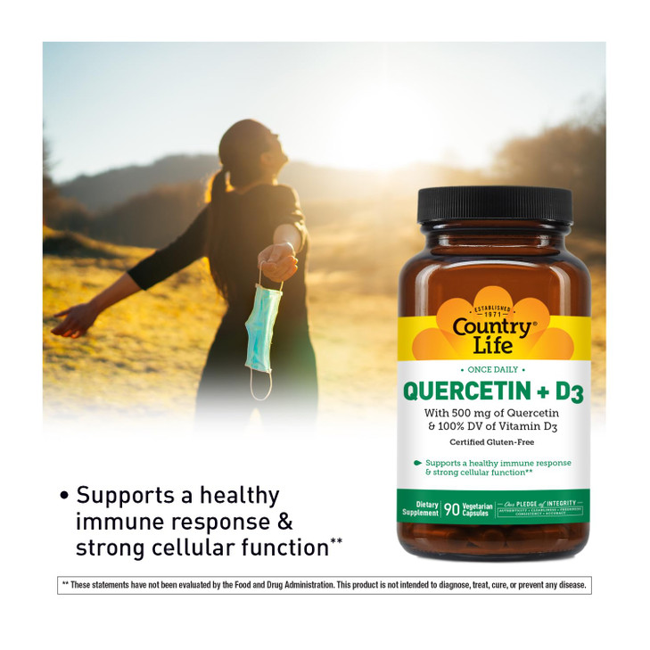 Country Life Quercetin 500mg Capsules with Vitamin D3 800 IU