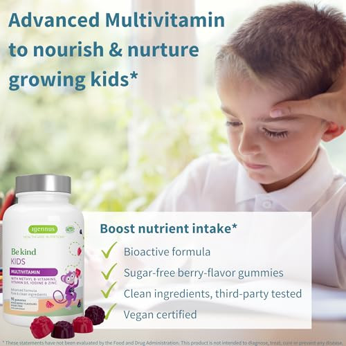 Igennus Methylated Kids Multivitamin Gummies, MTHFR, No Artificial Sweeteners or