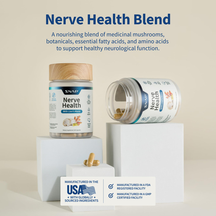 Snap Supplements Nerve Health Support with Lions Mane, Organic Turmeric & Herbs
