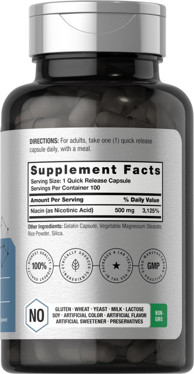 Horbäach Niacin - Vitamin B3 500mg - 100 Capsules