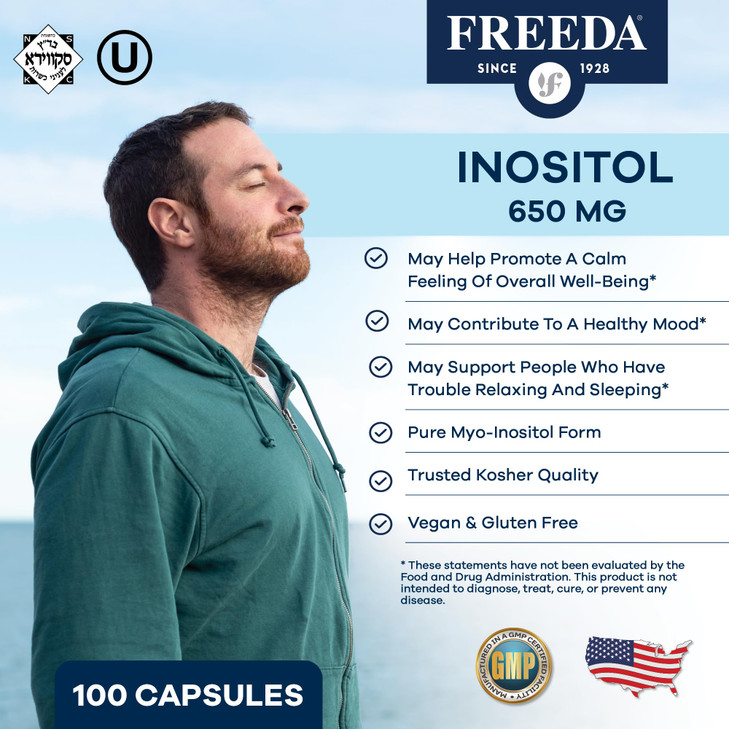 FREEDA Pure Inositol Capsules - 650 mg Inositol Supplement from Myo-Inositol