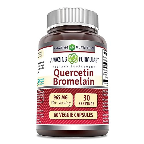 Amazing Nutrition Quercetin 800 Mg with Bromelain 165 Mg Veggie Capsules