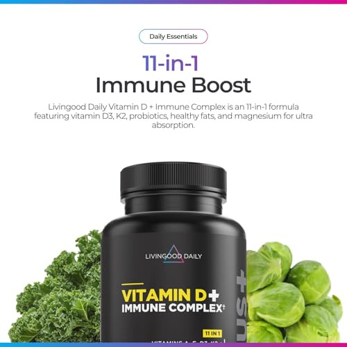 Livingood Daily Vitamin D3 K2 4000 IU Supplement, 9-in-1 Dietary Supplement